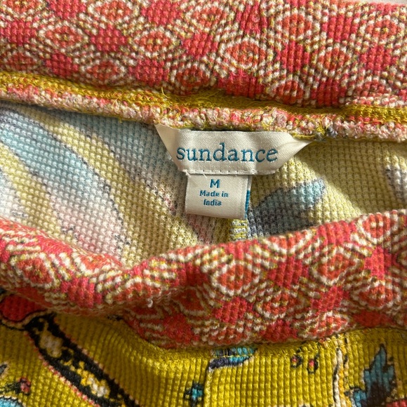 SUNDANCE 100% COTTON MULTI COLORED PAISLEY FLORAL THERMAL STYLE WOMEN’S PJS MED - Picture 9 of 11